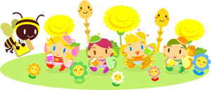 春とチョウチョ姿の子供たちイラスト2