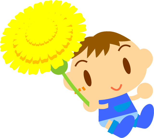 タンポポを持つ男の子イラスト