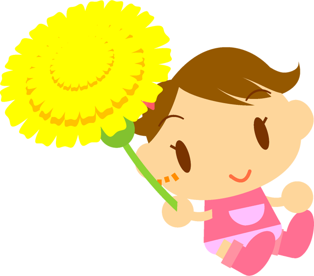 タンポポを持つ女の子イラスト