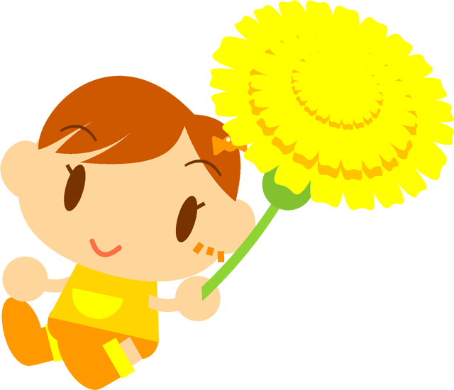 タンポポを持つ女の子イラスト2