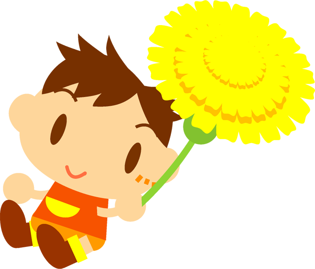 タンポポを持つ男の子イラスト2