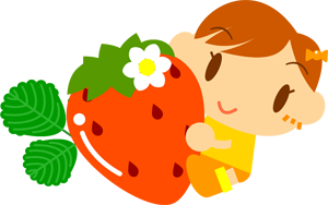 苺に抱きつく子供イラスト/女の子2