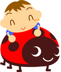 てんとう虫に乗る子供イラスト/男の子