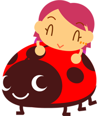 てんとう虫に乗る子供イラスト/女の子