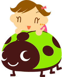 てんとう虫に乗る子供イラスト/女の子2
