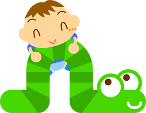 芋虫に乗る子供イラスト/男の子