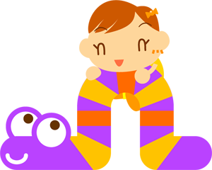 芋虫に乗る子供イラスト/女の子