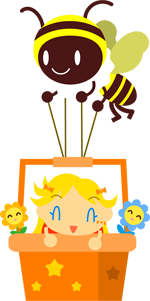 ミツバチに運んでもらう子供イラスト/女の子