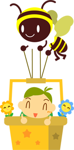 ミツバチに運んでもらう子供イラスト/男の子