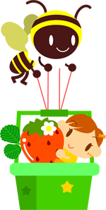 ミツバチに運んでもらう子供イラスト/女の子2