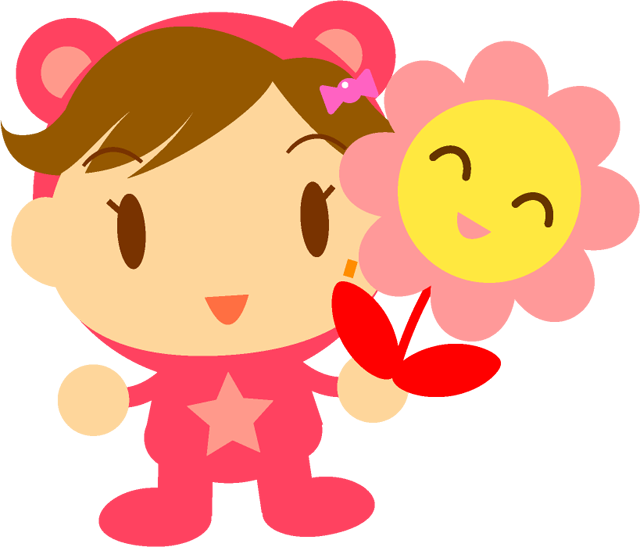 花を持つ着ぐるみを着た子供イラスト/女の子