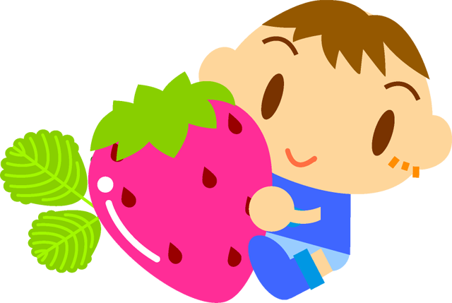 苺に抱きつく子供イラスト/男の子