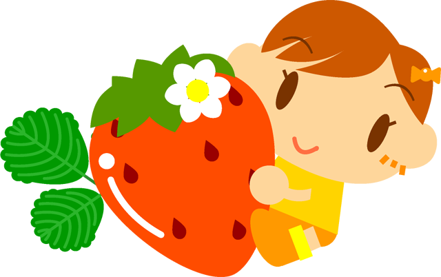 苺に抱きつく子供イラスト/女の子2