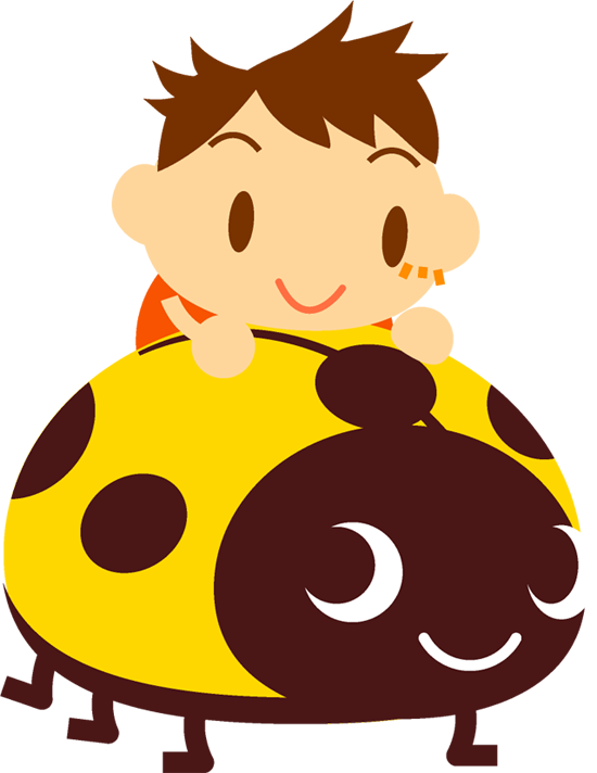 てんとう虫に乗る子供イラスト/男の子2