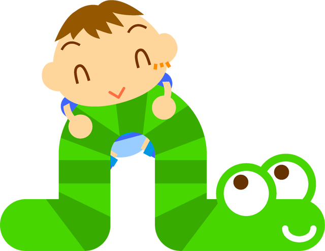 芋虫に乗る子供イラスト/男の子
