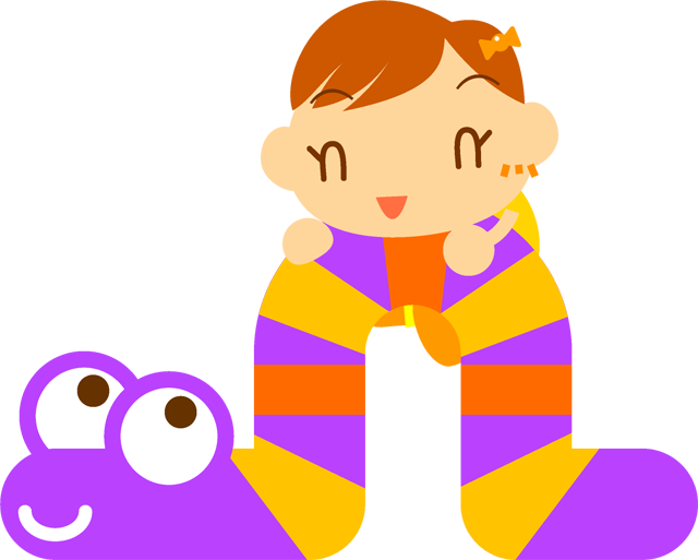 芋虫に乗る子供イラスト/女の子