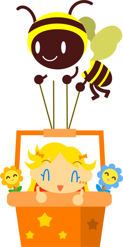 ミツバチに運んでもらう子供イラスト/女の子