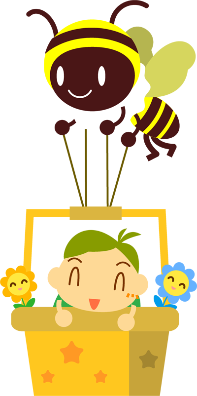 ミツバチに運んでもらう子供イラスト/男の子