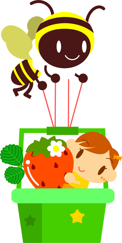 ミツバチに運んでもらう子供イラスト/女の子2