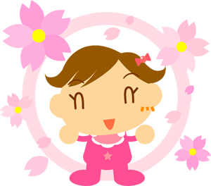 桜の花と子供イラスト/女の子