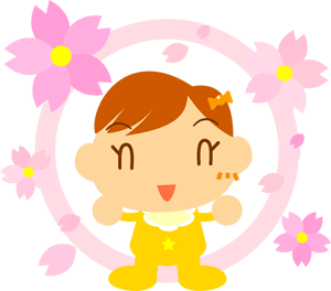 桜の花と子供イラスト/女の子2