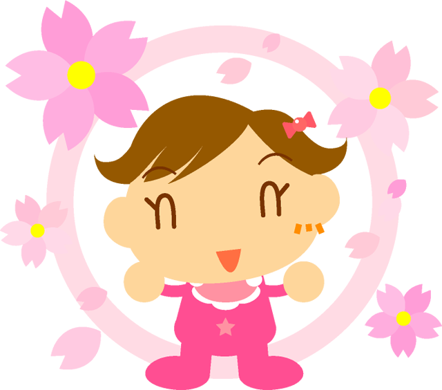 桜の花と子供イラスト/女の子