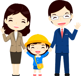 両親と子供のイラスト/女の子