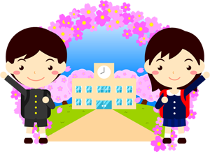 入学する小学生イラスト/桜咲く学校4