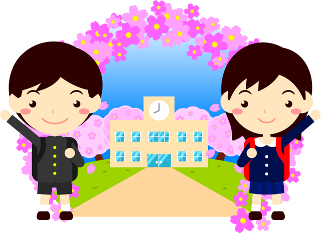 入学する小学生イラスト/桜咲く学校4