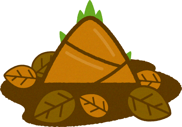 土から出ているたけのこイラスト