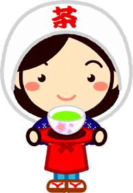 八十八夜に取れた新茶を差しだす女の子イラスト
