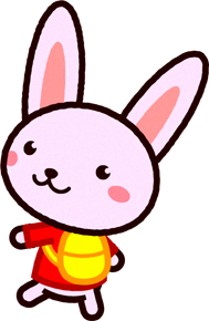 リュックを背負って歩くウサギのイラスト