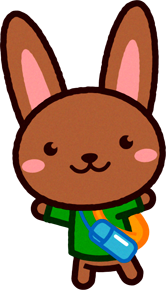 リュックを背負って歩く野ウサギのイラスト