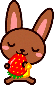 苺を食べる野ウサギのイラスト