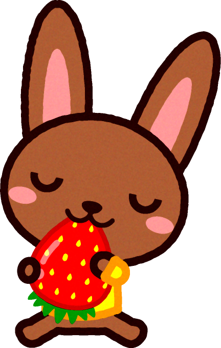 苺を食べる野ウサギのイラスト
