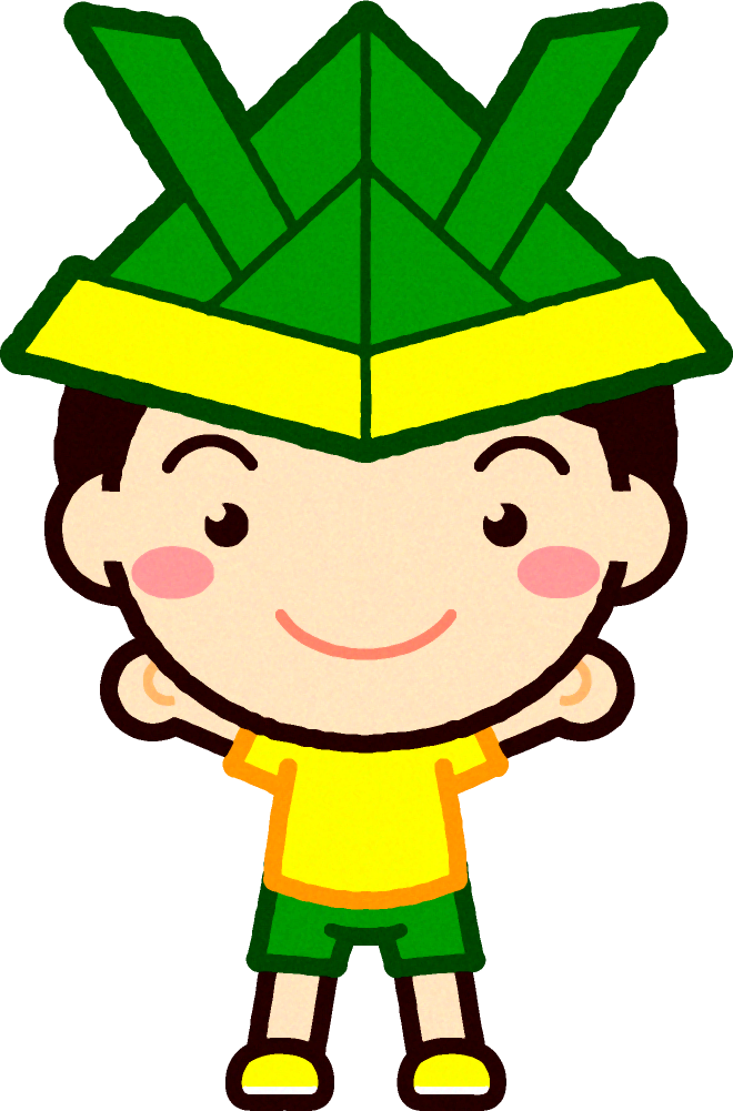 紙のカブトをかぶった男の子イラスト