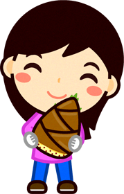 筍を持つ女の子イラスト