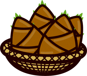 籠に入れた筍イラスト