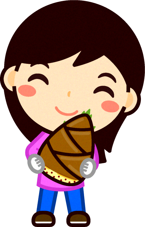 筍を持つ女の子イラスト