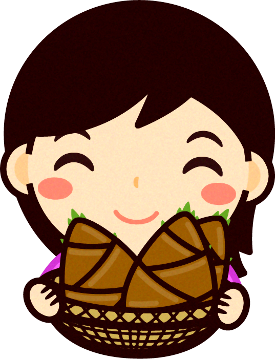 籠に入れた筍を持つ女の子イラスト