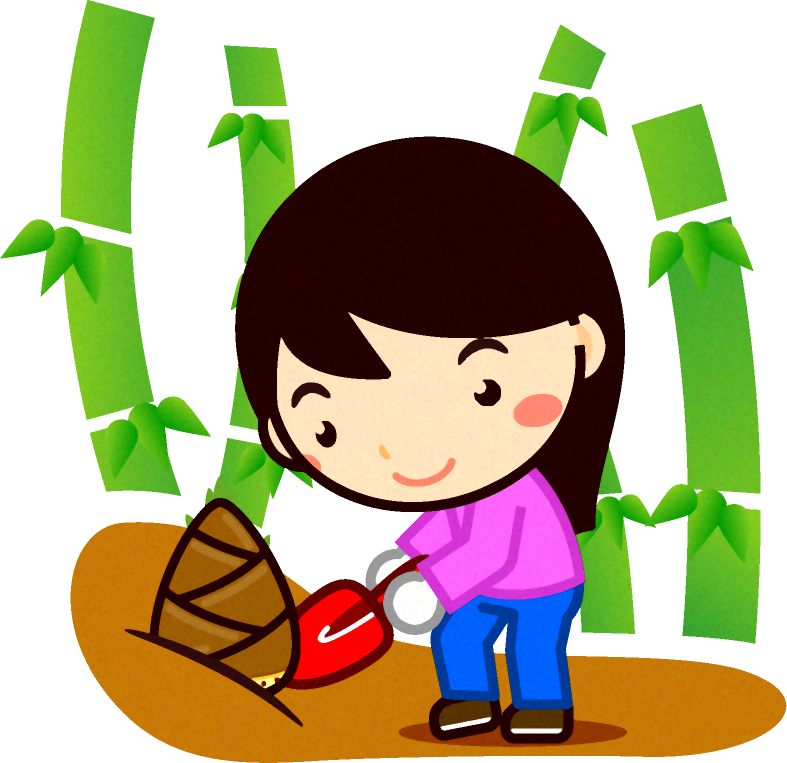 筍を掘る女の子イラスト