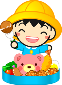 お弁当と幼稚園児イラスト