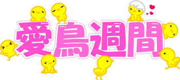 愛鳥週間の文字イラスト/ヒヨコの兄弟