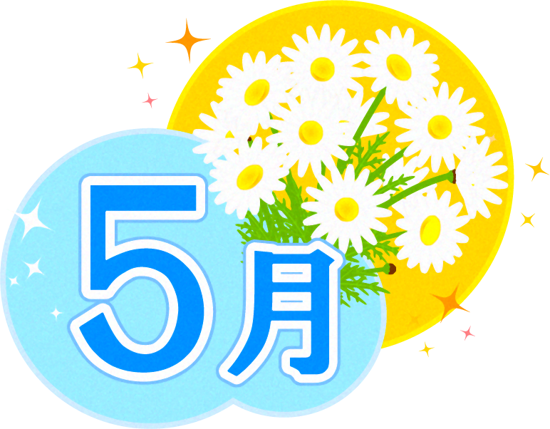 5月の文字とマーガレットのイラスト2