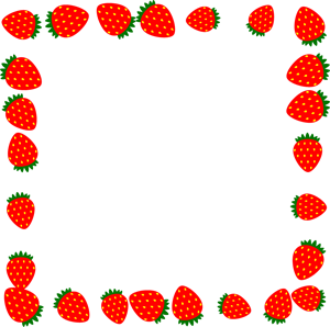 たくさんの苺のフレームイラスト