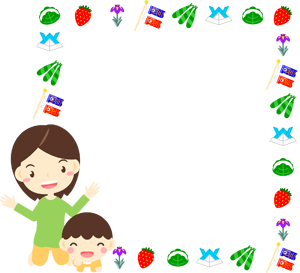 5月の赤ちゃんとお母さんのフレームイラスト