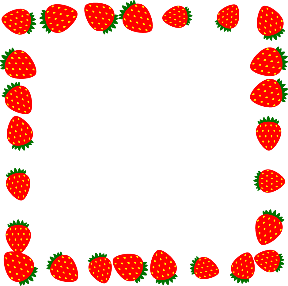 たくさんの苺のフレームイラスト
