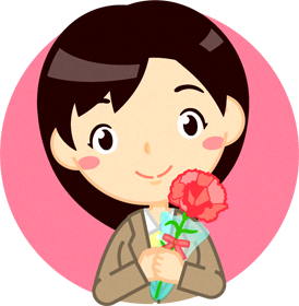 カーネーションを持ったお母さんイラスト