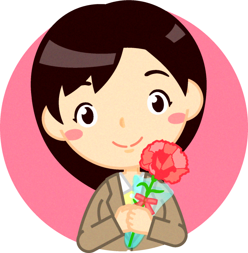カーネーションを持ったお母さんイラスト