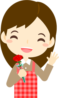 カーネーションを貰ったお母さんのイラスト1